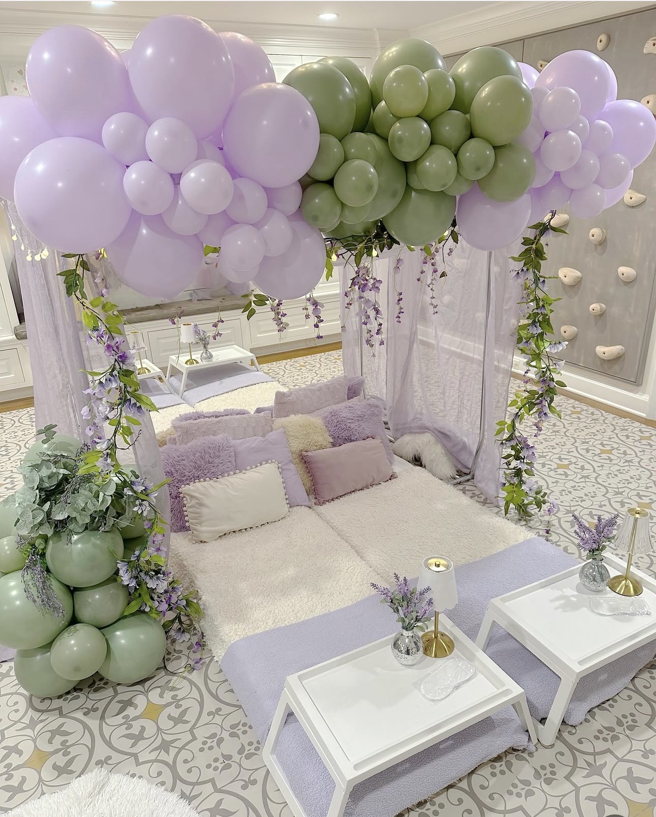 Slumber Squad styled party setup