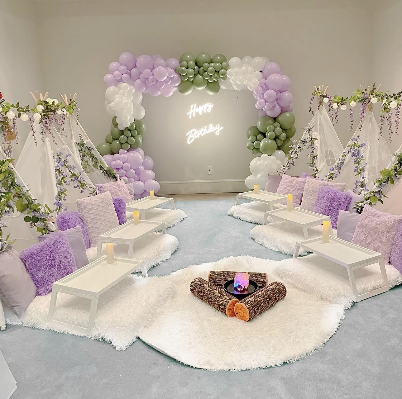 Slumber Squad styled party setup