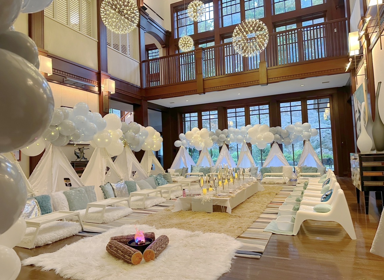Slumber Squad styled party setup