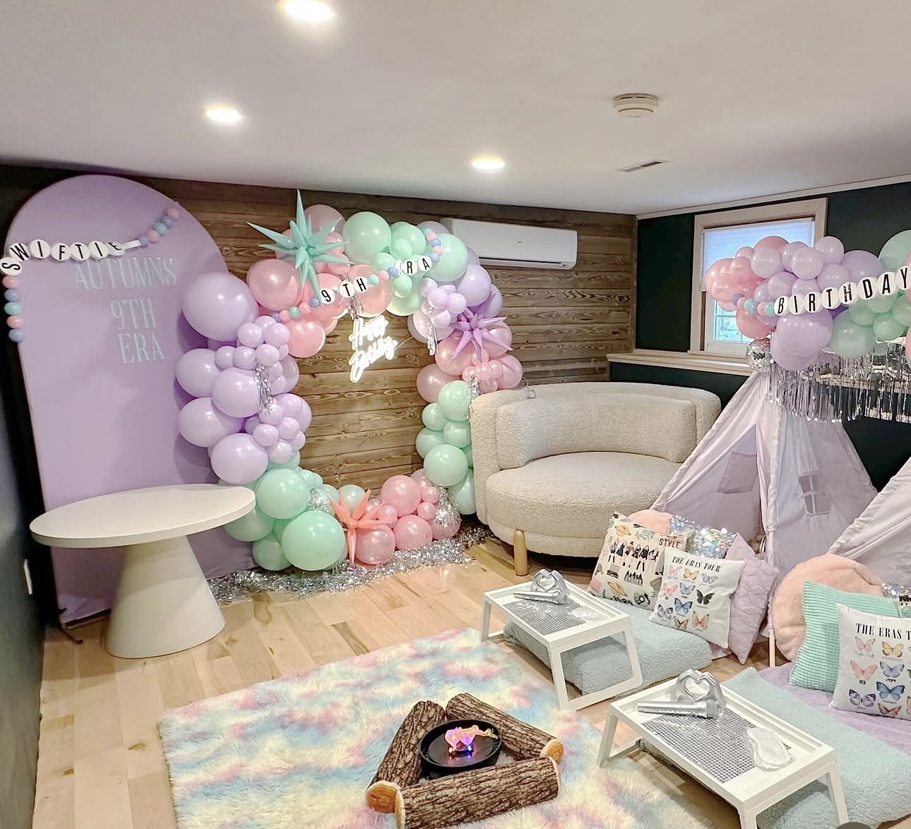 Slumber Squad styled party setup