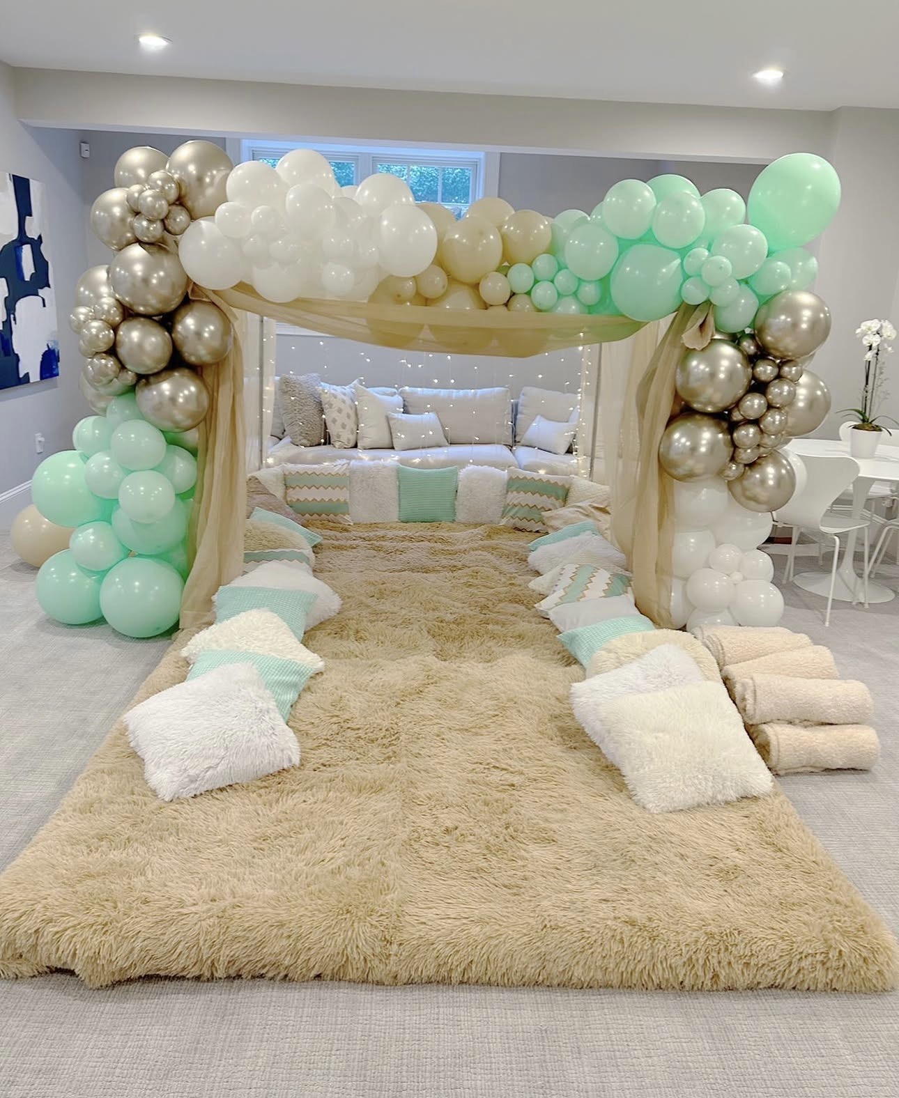 Slumber Squad styled party setup